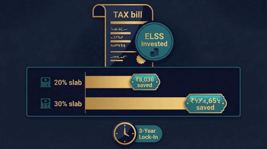 ELSS tax savings at 20 percent and 30 percent income slab — how to save tax using ELSS funds Section 80C