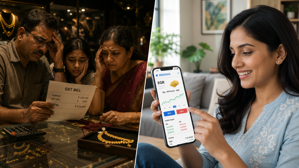 Sharma family case study — how to buy EGR in India vs physical gold for daughter's future — Gyani Turtle 2026