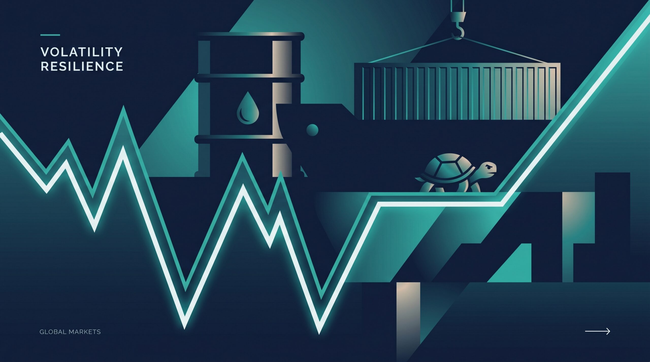 Market volatility reasons India 2026 — minimalist fintech illustration showing Nifty correction and long-term investing stability during oil crisis