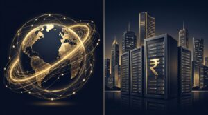 Illustration of India data centre investments 2026 showing global networks connecting to Indian infrastructure