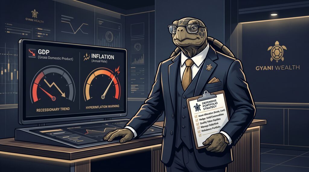 Gyani Turtle explaining stagflation definition impact and investment strategy guide for global investors 2026