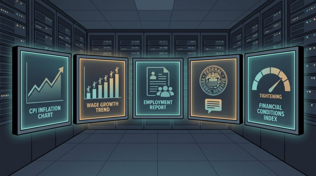Five key economic indicators to monitor for the Federal Reserve rate hike decision in 2026 — CPI, wages, employment, Fed language, financial conditions